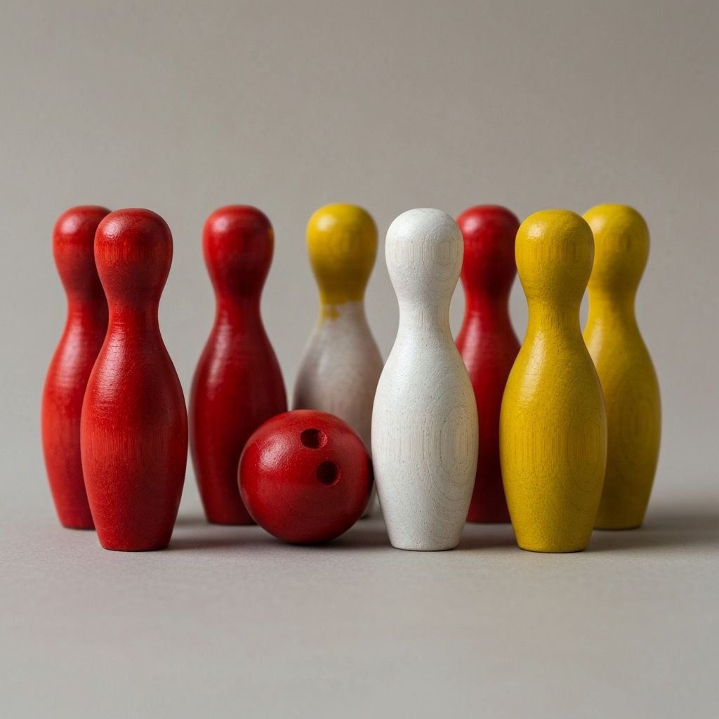 Mini Bowling Pins - Handcrafted Channapatna Wooden Toy by Hussain Arts India