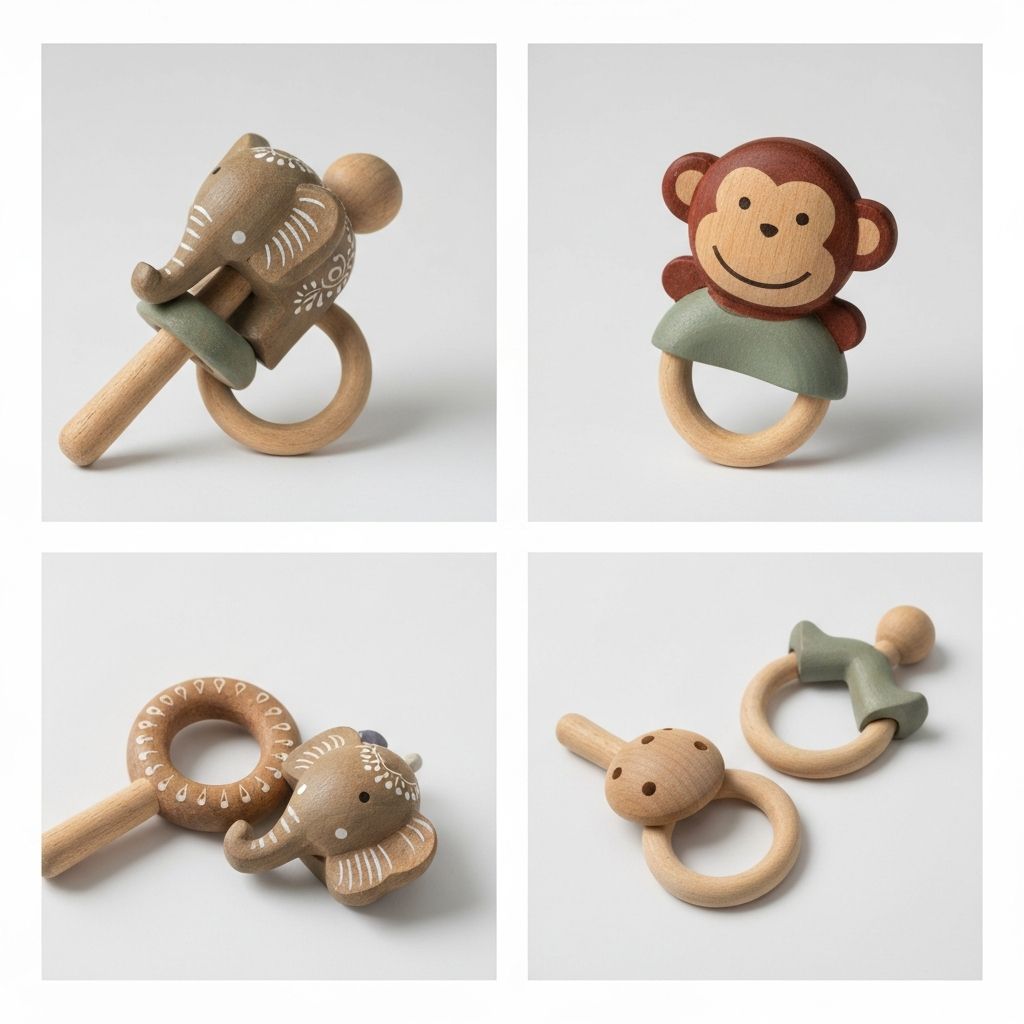 Wooden baby rattles