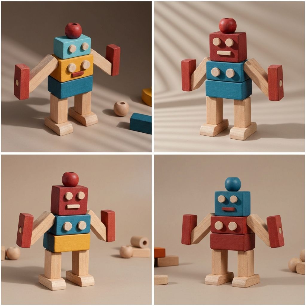 Robotic Building Blocks - Handcrafted Channapatna Wooden Toy by Hussain Arts India