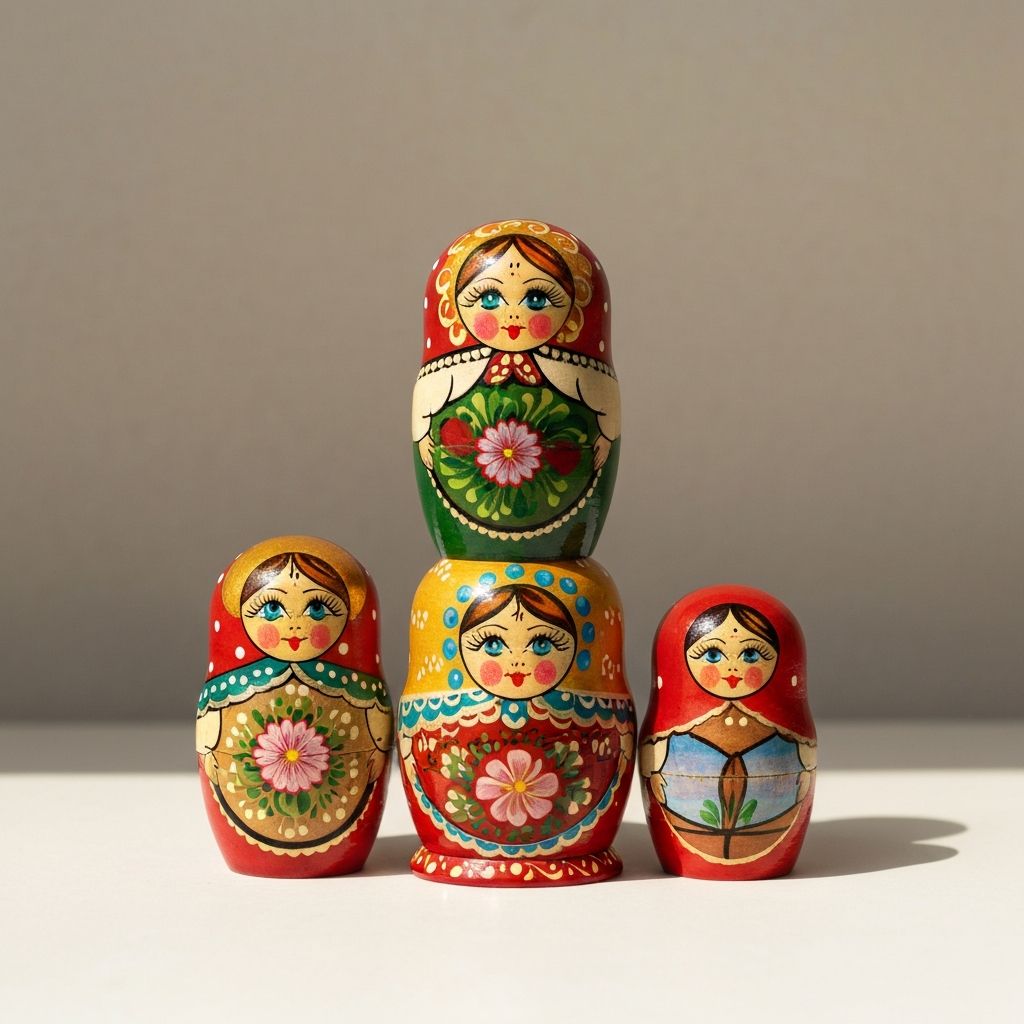 Russian Nesting Dolls (Matryoshka) - Handcrafted Channapatna Wooden Toy by Hussain Arts India