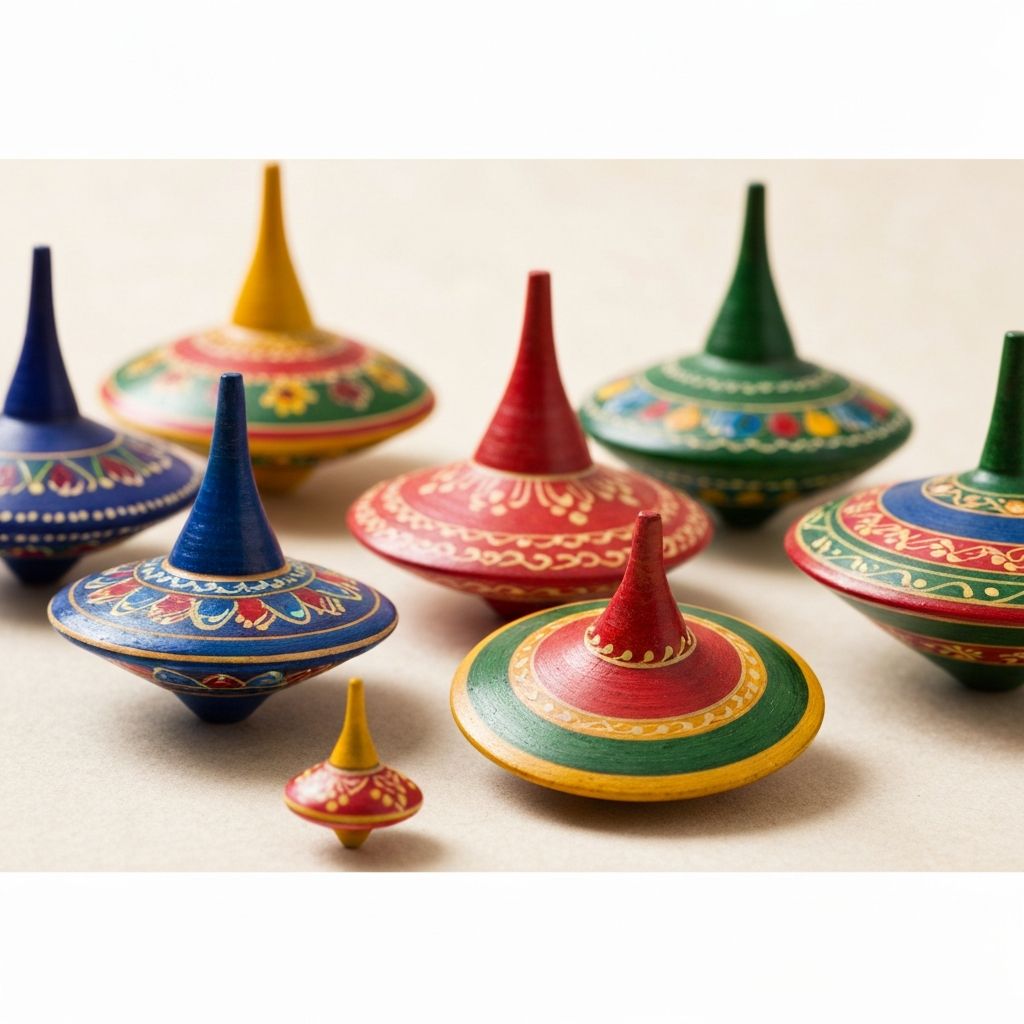 Premium Spintops Collection - Handcrafted Channapatna Wooden Toy by Hussain Arts India