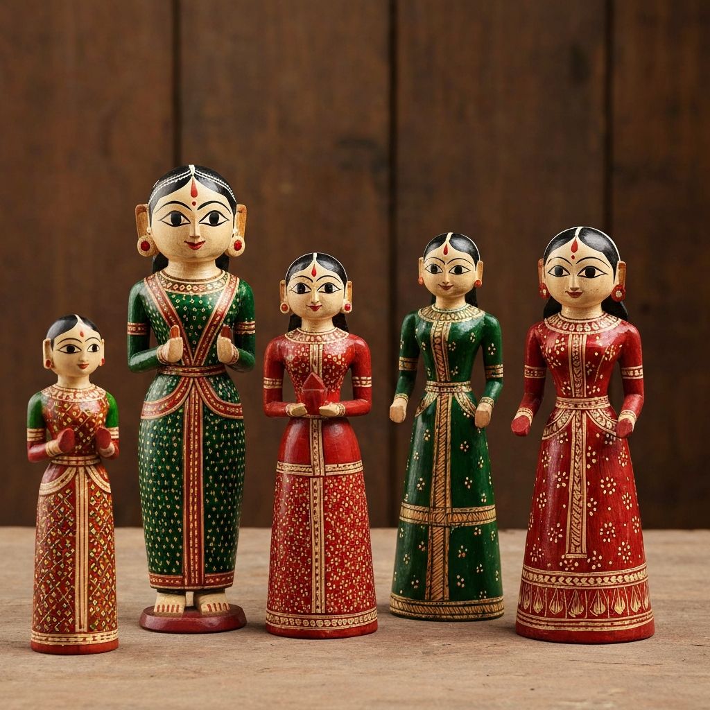 Wooden dolls and figurines